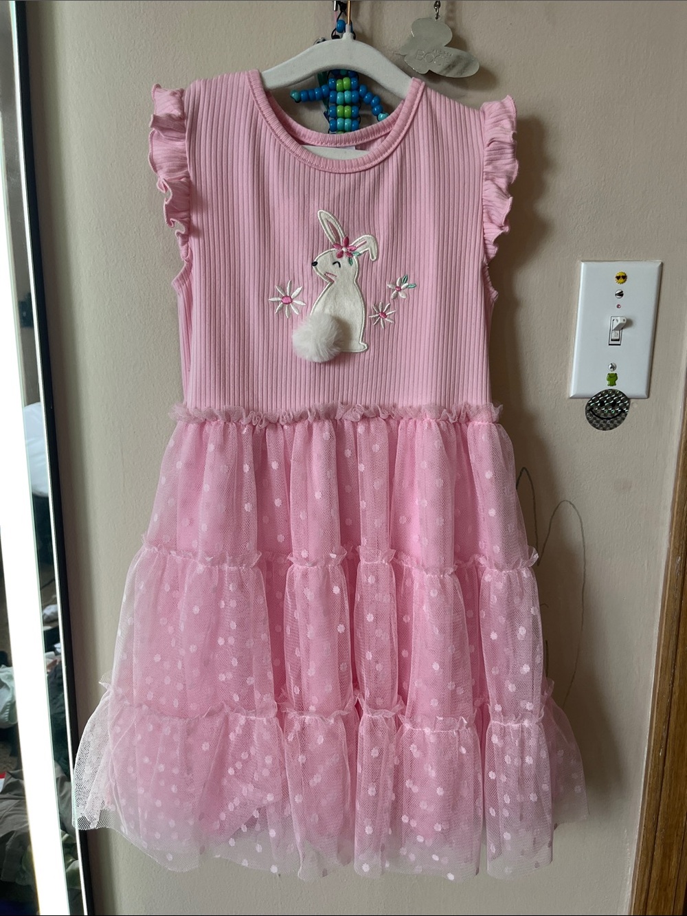 Pink Bunny Tiered Tulle Girls' Dress